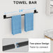 Black Bathroom Accessories Set, 4-Piece Bathroom Hardware Set