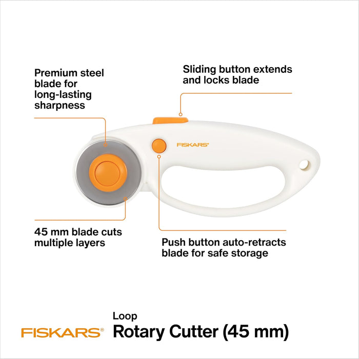 Fiskars 45mm Loop Rotary Cutter for Fabric, Arts, Crafts, Sewing