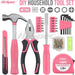 Tool Set 25pc Pink Household DIY Tool Kit for Women. Small Mini Tool Box Set of Starter Basic Ladies Tools