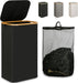 Laundry Hamper with Lid,110L Laundry Basket with Mesh Bags,Black