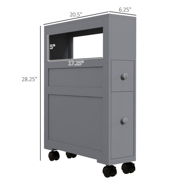 Slim Rolling Bathroom Storage Cabinet