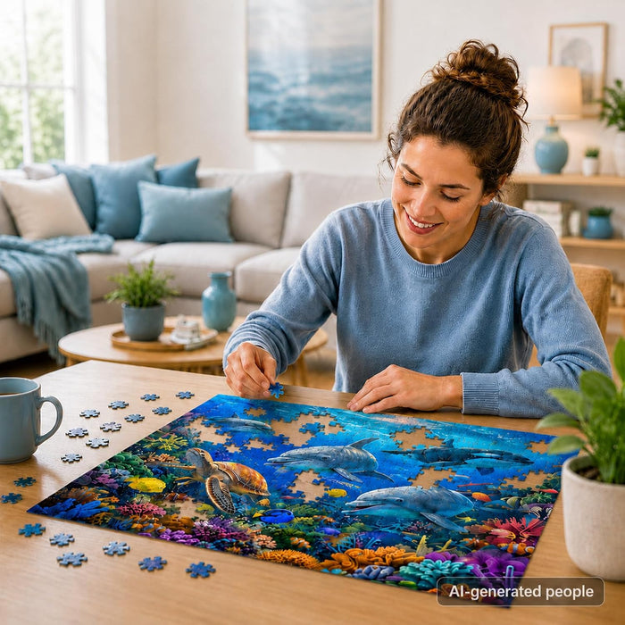 1000 Piece Puzzle for Adults - Underwater World Jigsaw Puzzles 1000 Pieces with Letters on Back, Birthday and Barious Ho
