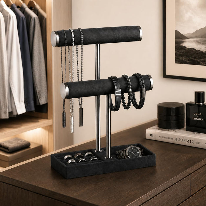 2 Tier Bracelet Holder Display, Necklace Holder Organizer, Black