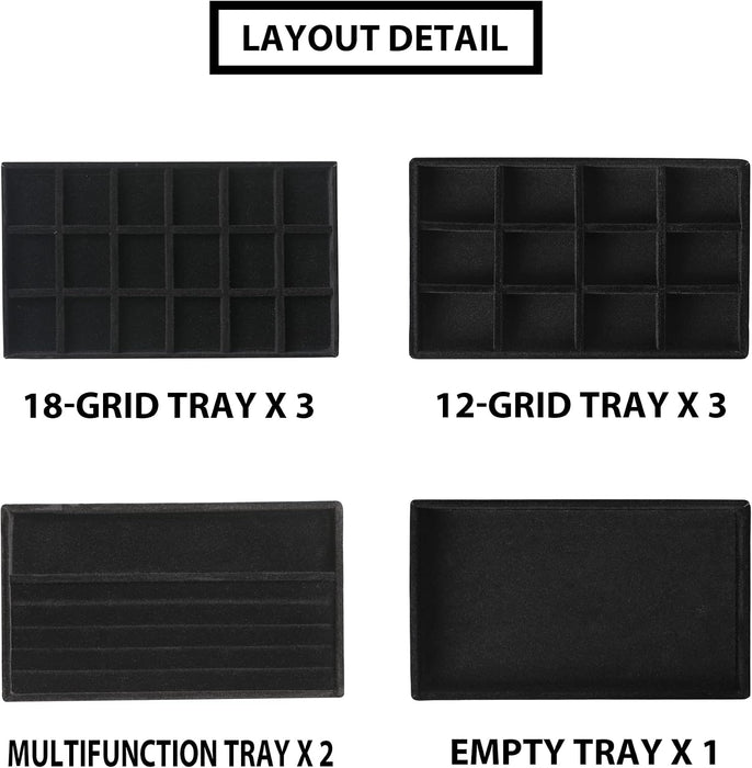 Jewelry Trays for Drawer,Set of 9 Jewelry Organizer and Storage