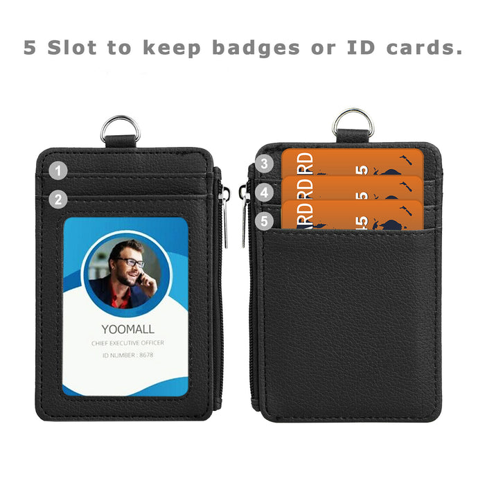 Front and back card pockets of the black badge holder