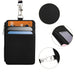 Black badge holder card and zipper pocket details