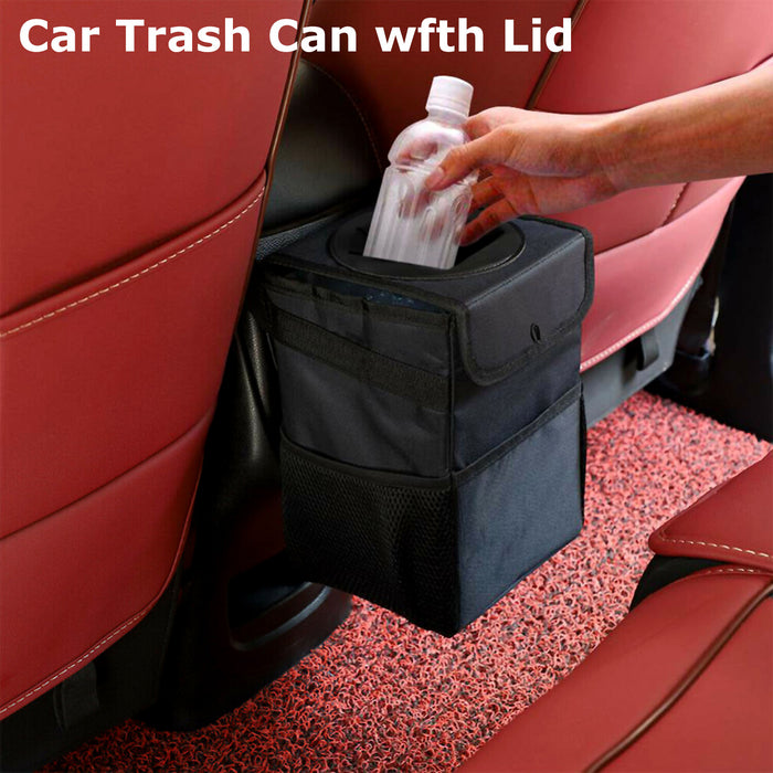 Black car trash bin attached inside a vehicle