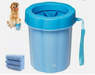 Blue portable dog paw cleaner with detachable brush