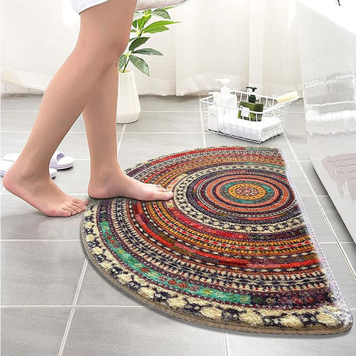 Bohemian Half-Round Non-Slip Bath Mat