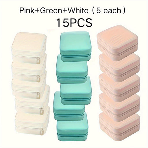15 Jewelry Organizers: Five Each in Pink, Green and White