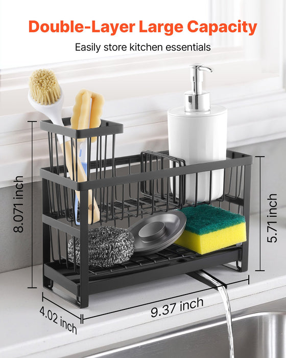 Black Compact Kitchen Sink Caddy Organizer