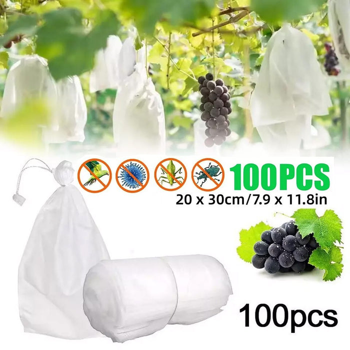 100PCS Garden Plant Fruit Vege Protect Drawstring Bags against Insect Pest Bird
