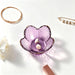 Purple Flower Jewelry Dish Glass Ring Holder Dish Jewelry Tray Cute Vanity Organizer Aesthetic Nightstand Bathroom Room 
