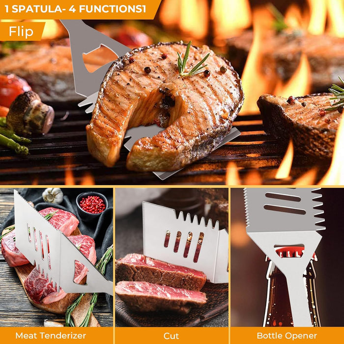 Grill Utensils Set,15 Pcs Stainless Steel BBQ Accessories Set