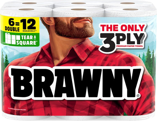 Tear-A-Square 3-Ply Paper Towels, 6 Double Rolls = 12 Regular Rolls