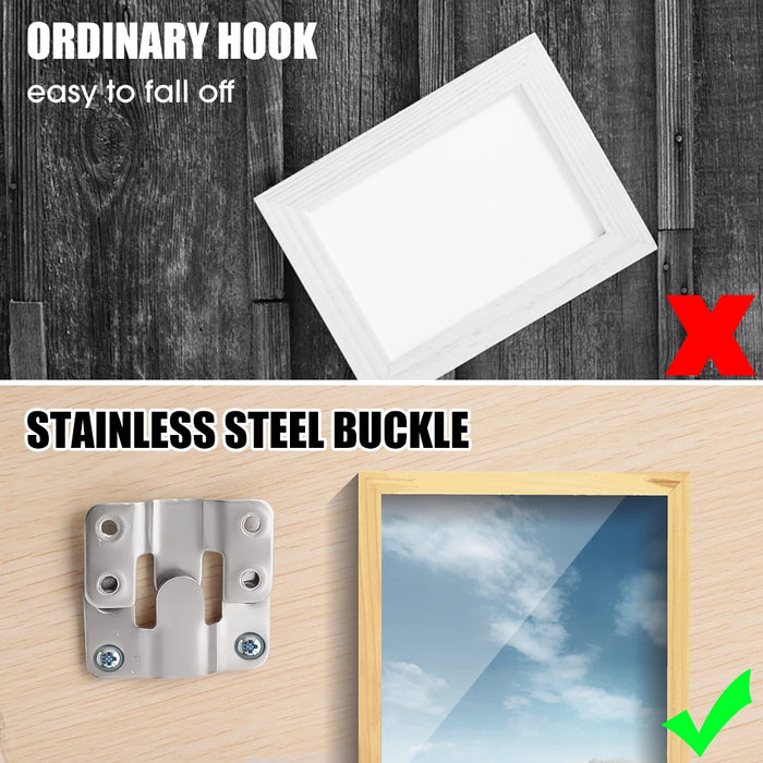 Stainless Steel Interlock Hanging Buckle Heavy Duty Photo Frame Hook Wall Mounted Flush Mount Brackets for Furniture Connector