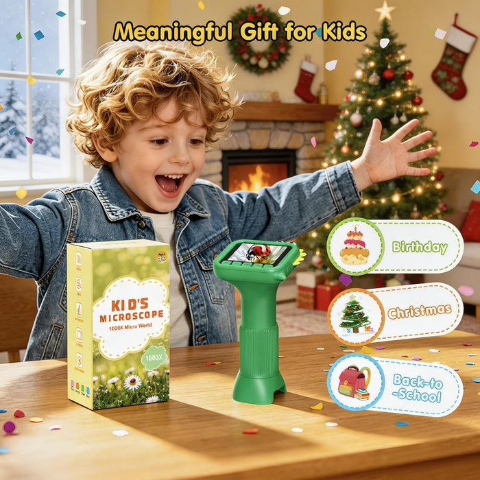 1000X Digital Microscope for Kids: 2.4" HD Screen 4K Image