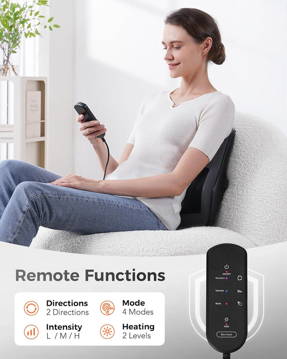 Back Massager with Heat, 3D Kneading Massage Pillow for Back, Neck, Shoulder, Leg Pain Relief Deep Tissue, Gifts for Women Men Mom Dad