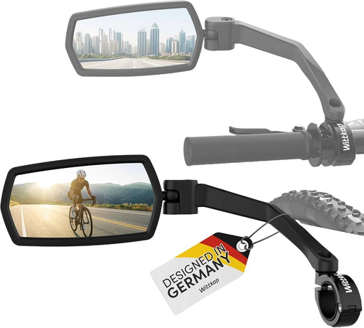 Bike mirror | Large HD field of vision | 360° rotatable & foldable | Mounting above & below | Break-proof & durable | eb