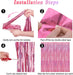 2 Pack Glitter Pink Backdrop, 3.28 FT x 7.05 FT Birthday Party Decorations, Laser Pink Fringe Curtains Foil Streamer Tinsel, Pink Curtains Photo Backdrop Happy Birthday Valentines Day Backdrop