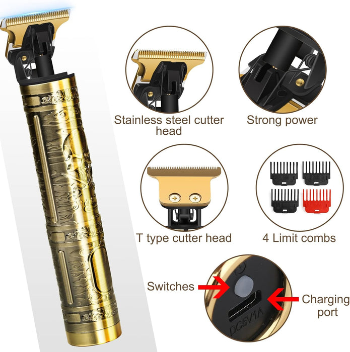 Professional Hair Trimmer for Men, Cordless Rechargeable Beard Trimmer Hair Clippers for Men, Metal Body Cutting Groomin