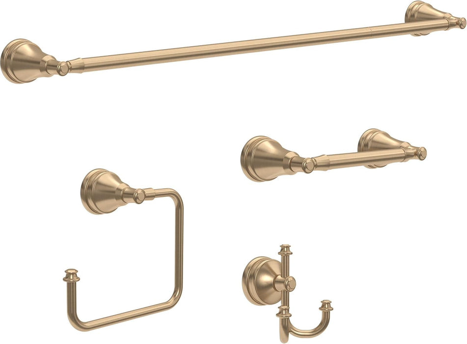 Delta Mylan 4-Piece Bathroom Set Champagne Bronze 18" Towel Rack, Toilet Paper Holder, Hand Towel Holder, Hook| Bathroom