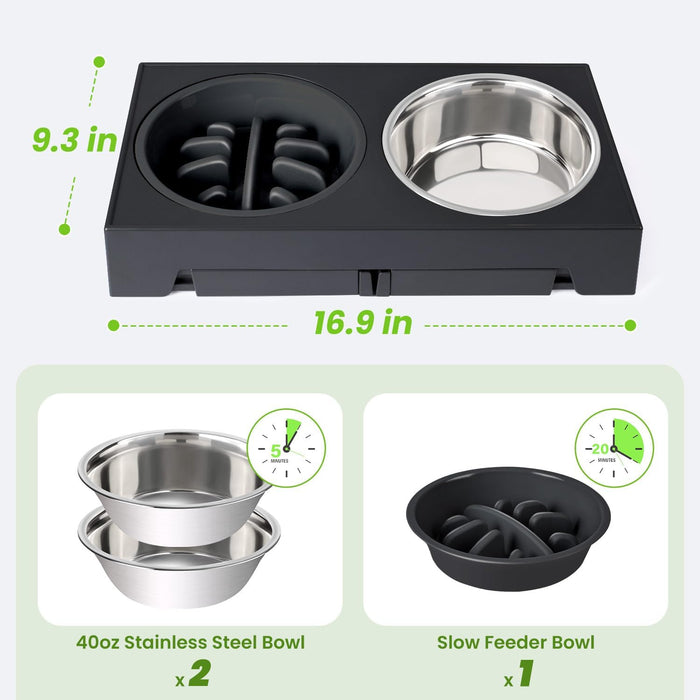 Elevated Dog Bowls with 5 Adjustable Heights Stand