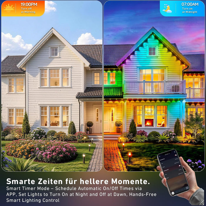 150FT Permanent Outdoor Lights, IP67 Waterproof Smart RGB+IC Wall-Washing Eaves Lights with App & Voice Control, Millions of Colors, Customizable DIY Scenes for House, Holiday, Patio