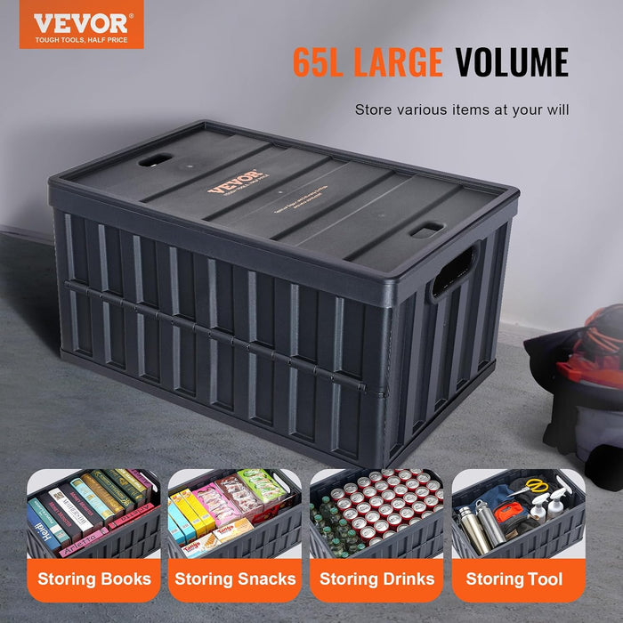 65L Collapsible Storage Bins with Lids 3 Packs, Stackable Crates