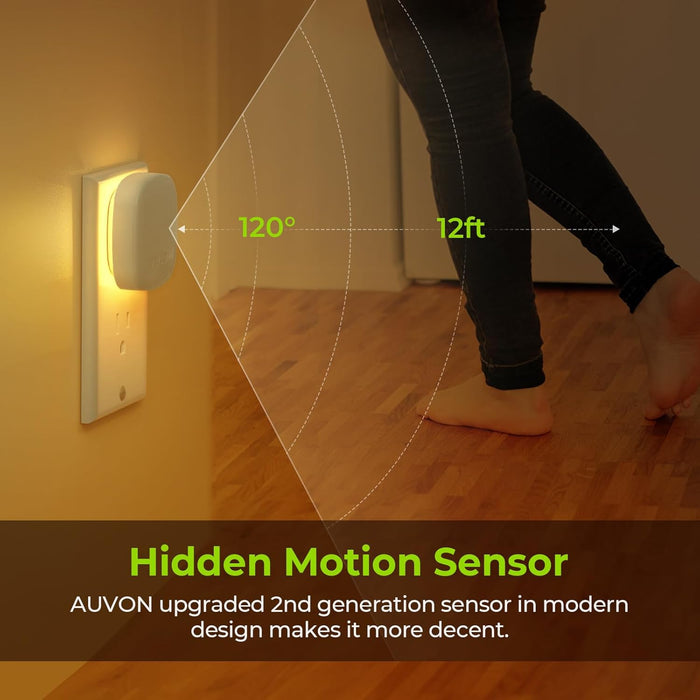 Plug-in LED Backlit Night Light 4 Packs, Motion & Dusk to Dawn Sensor