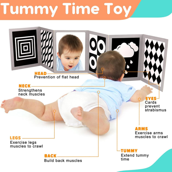 Black and White Baby Toys Tummy Time Mirror High Contrast Book Flash Card