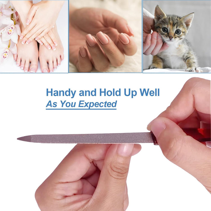 Metal Nail File (6 Pcs), Nail Files for Natural Nails Made of Stainless Steel, Sword Fingernail Files with Sharp Pointed