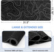 Gaming Mouse Pad, Black with White Topographic Line, 31.5x11.8in