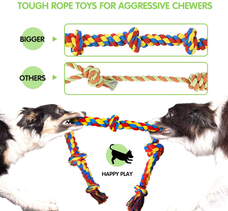 Large Tough Chew Toys for Aggressive Chewers, 9 Pack Dog Rope Toys