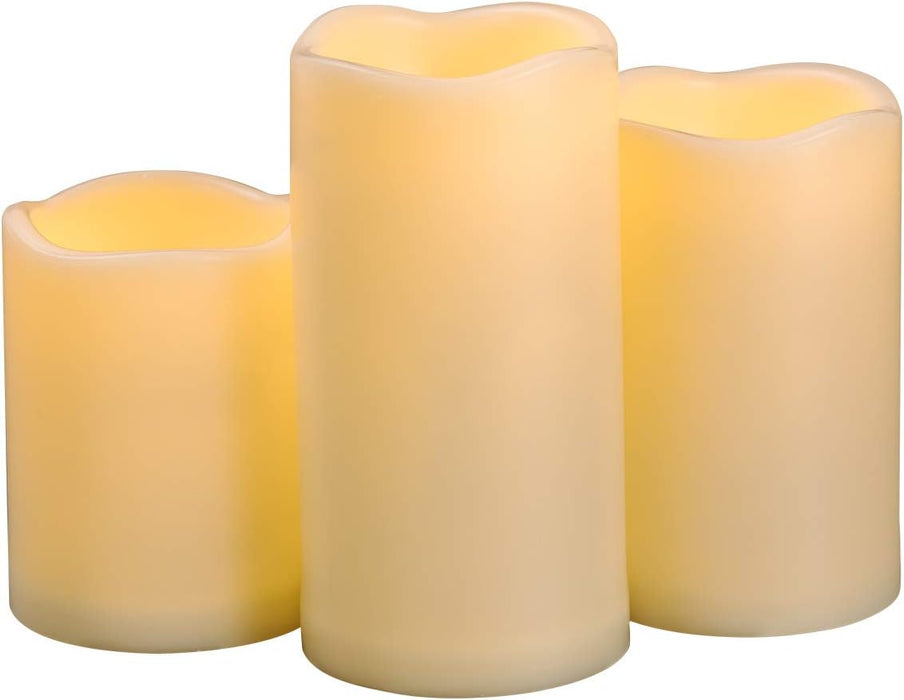 3PCS 4" 5" 6" Waterproof LED Flameless Timer Candles, 1000 Hours Long Battery Life/Flickering Battery Operated Electric 