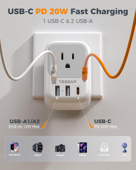 European Travel Plug Adapter 2 Pack, Type C Plug