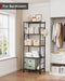 5-Tier Storage Rack Organizer with Hooks, Heavy Duty Metal Garage Rack with Leveling Feet, Freestanding Utility Rack for