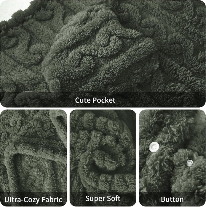 Wearable Blanket Sherpa Fleece Shawl Blanket with Pockets Blanket Poncho Cape for Adults, Cozy Shawl TV Throw Blankets