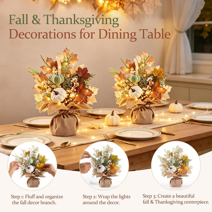 Fall Thanksgiving Table Decorations, Centerpieces for Tables, 2 Pack