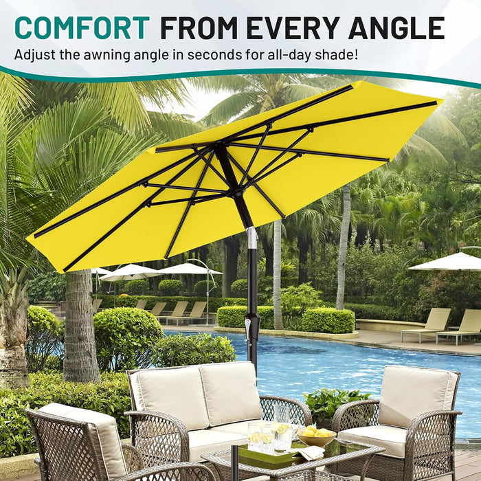 9FT Outdoor Patio Umbrella with Tilt and Crank, Yellow