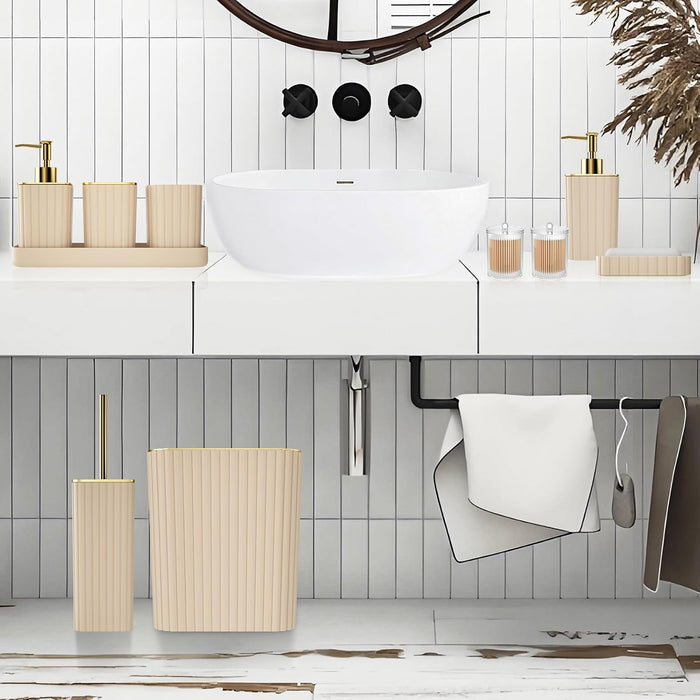Bathroom Accessories Set - Gorgeous 10PC Beige Bathroom Set