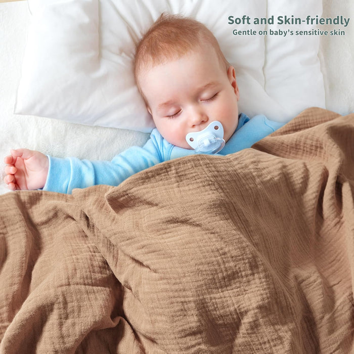 Muslin Swaddle Blankets for Newborn, 2 Pack Breathable Soft Receiving Blanket, Large 41 x 41 inches Swaddle Wrap Burping