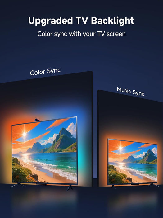 TV LED Backlight Sync to Screen, 10.5ft LED Lights for 32-50 Inch TVs & PC Monitors, Smart App Control TV Lights that Change with TV, Backlight with Camera, Music Sync Strip Lighting