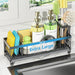 Sink Caddy Organizer with Drying Stone, Black Sponge Holder for Kitchen