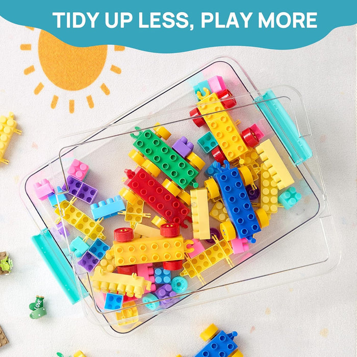 4 Pack 6 Qt Plastic Storage Bins with Lids, Clear Sensory Bins