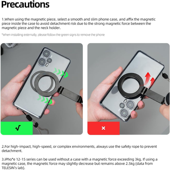 Magnetic Neck Mount for Phones, Neck Phone Holder POV/Vlog Mount