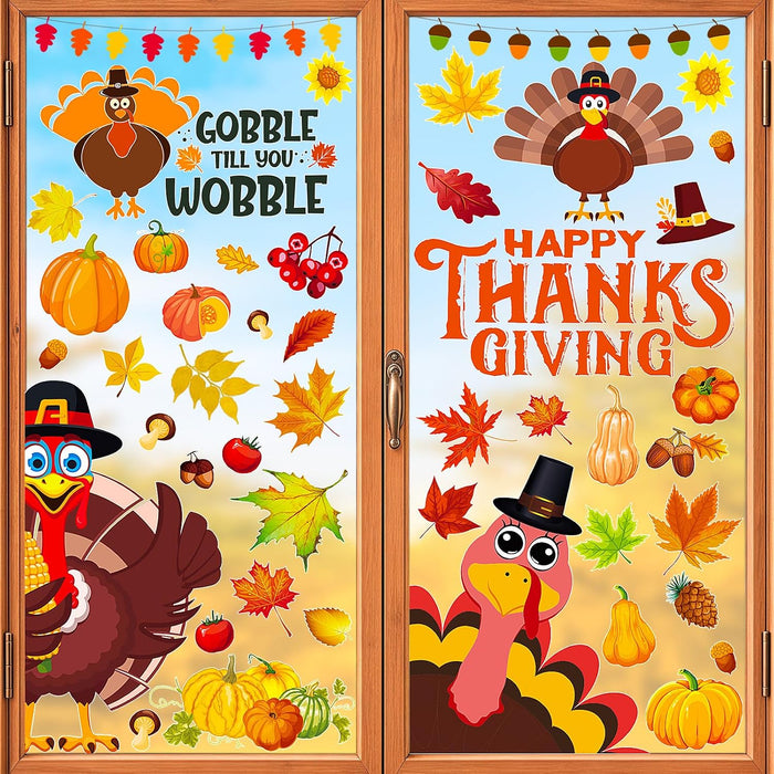 Fall Thanksgiving Window Clings Static Window Decal for Fall Décor