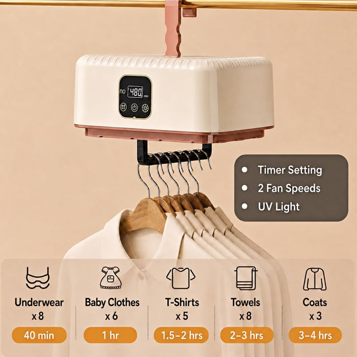 Portable Clothes Dryer【Safe Quiet Fast & 1-Year Free Replacement】Upgraded Mini Dryer with Adjustable Timer, Drying Machine for Apartment, RV, Travel, Dorm(Khaki)
