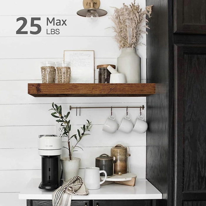 Bathroom Floating Shelves for Wall (Brown, Set of 2, 15.7")