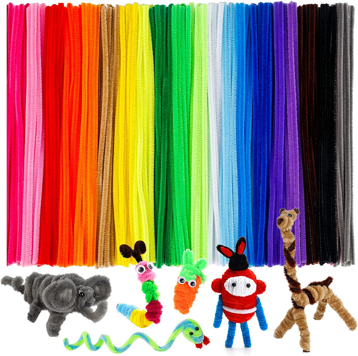 200PCS Thick Pipe Cleaners Craft, 20 Colors Chenille Stems
